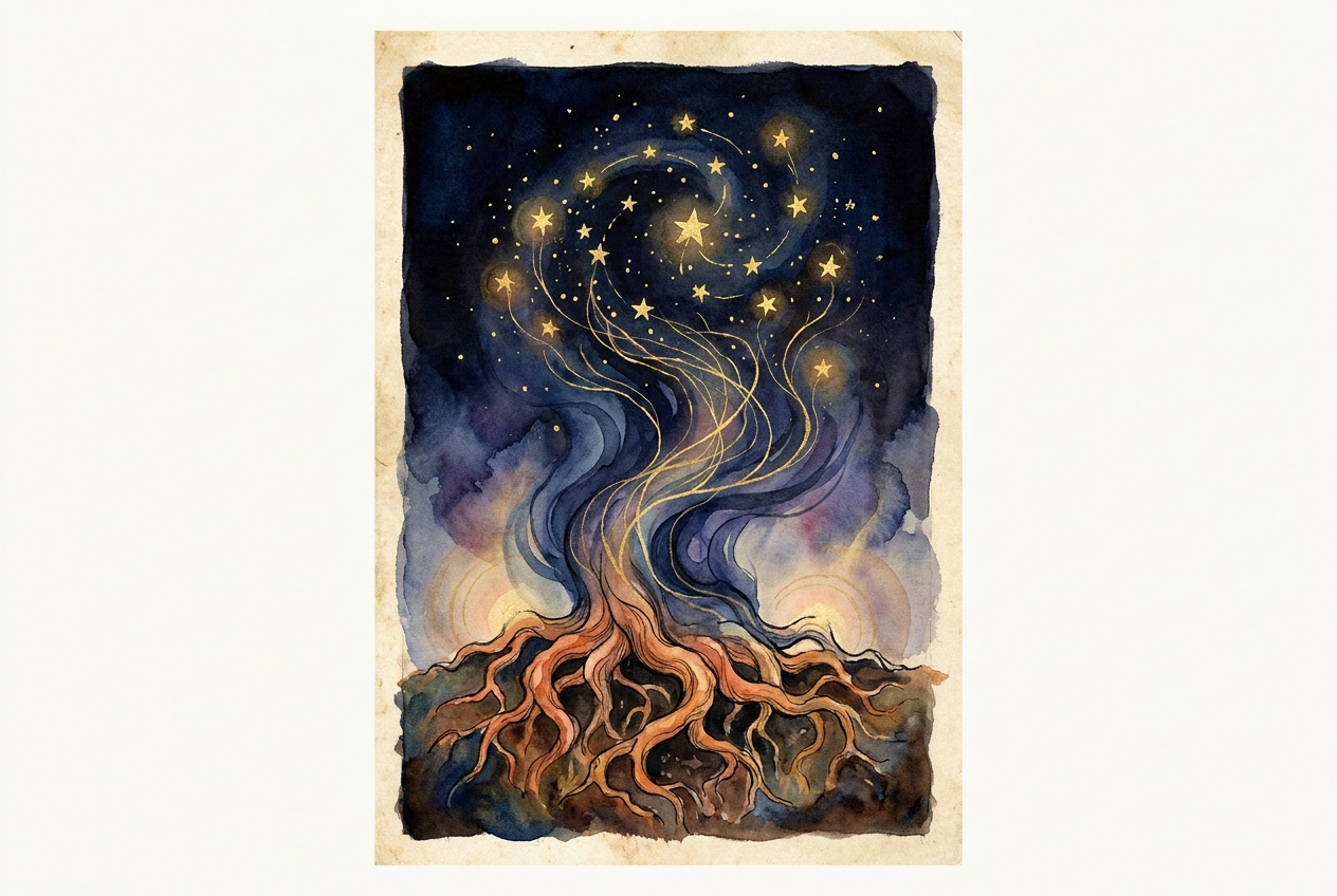 Raízes que se transformam em estrelas — a metáfora da linhagem